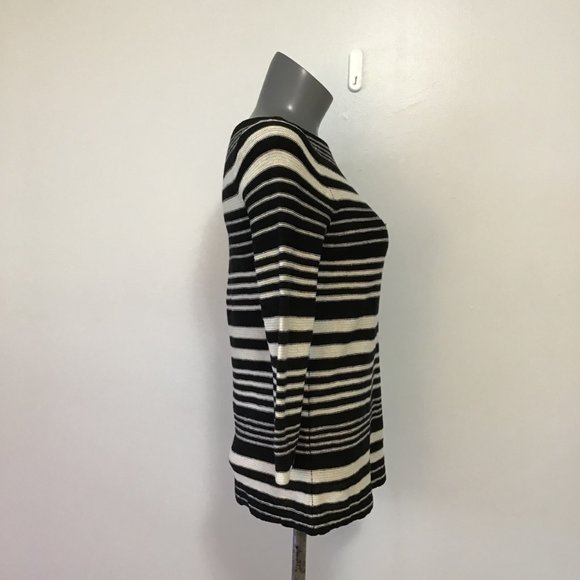 Lauren Ralph Lauren Linen Cotten Blend Striped Boat Neck Top Size M - Picture 3 of 8